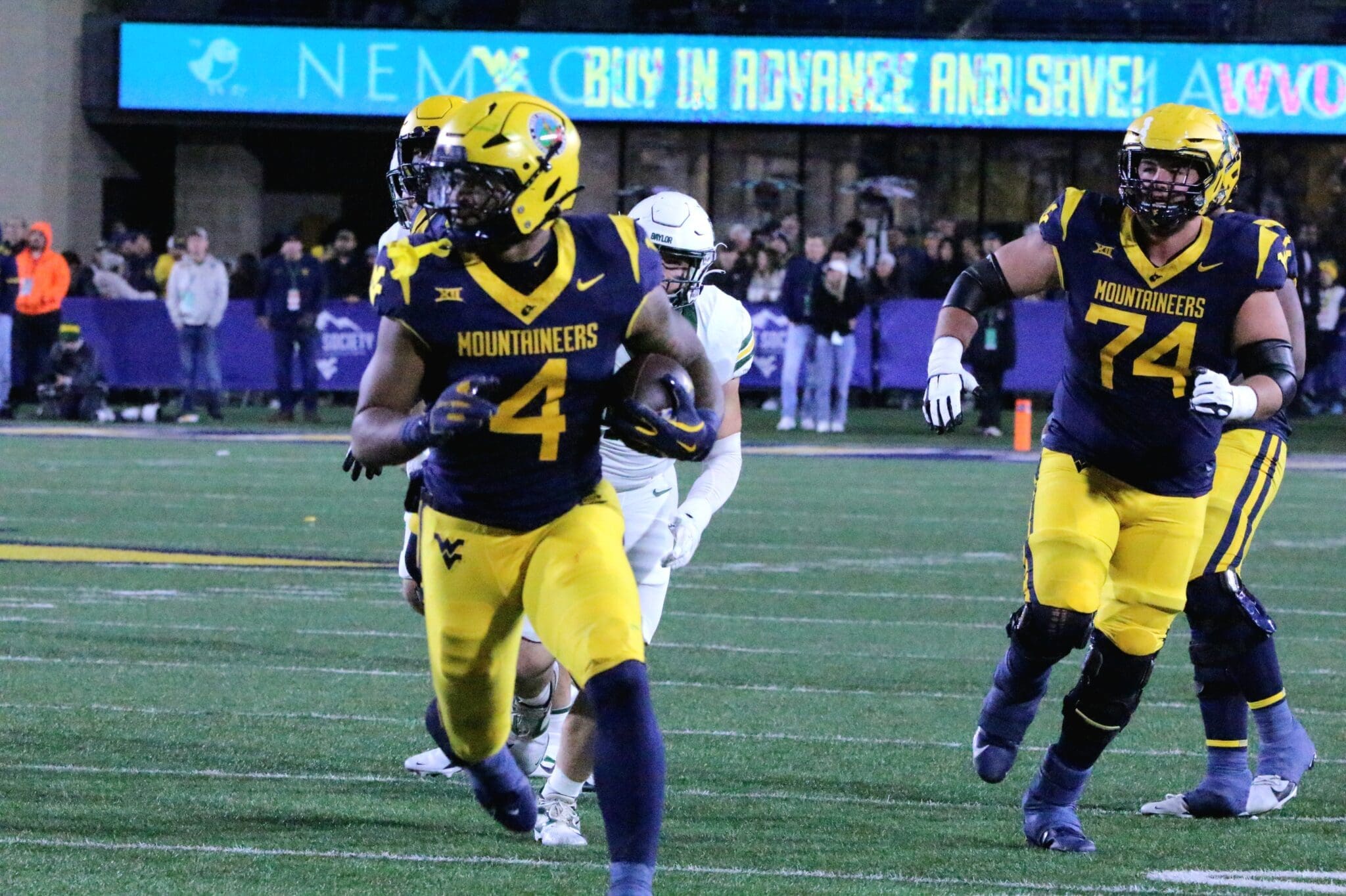 WVU Football Running Back CJ Donaldson Touchdown with Wyatt Milum