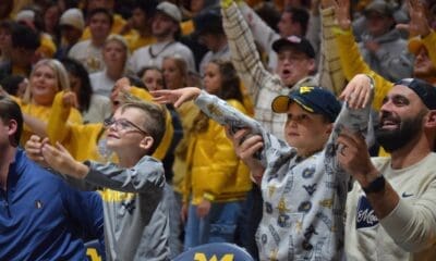 WVU fans happy at basketball game