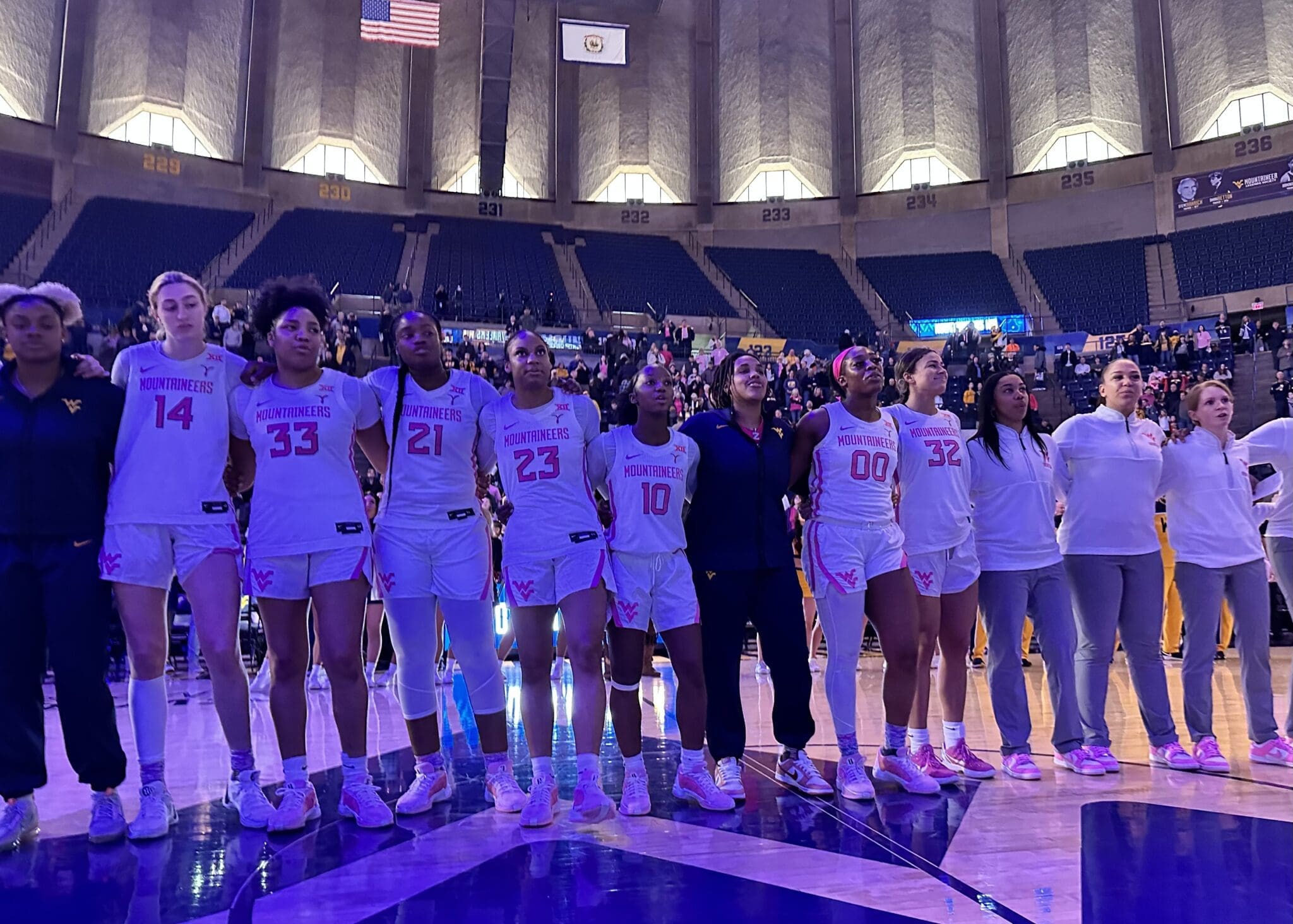 WVU Women's Basketball team celebrates