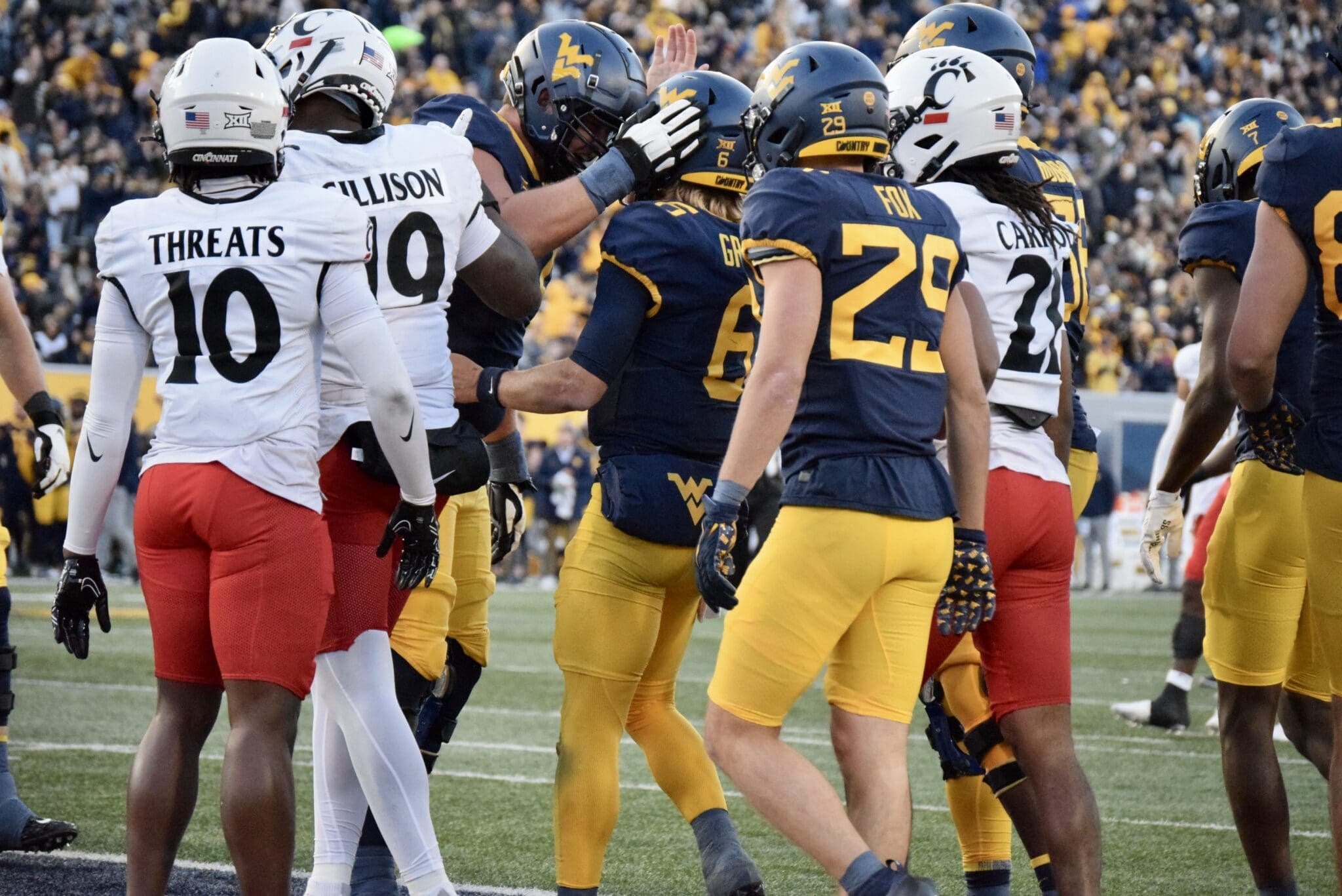 WVU Football Garrett Greene and Preston Fox against Cincinnati