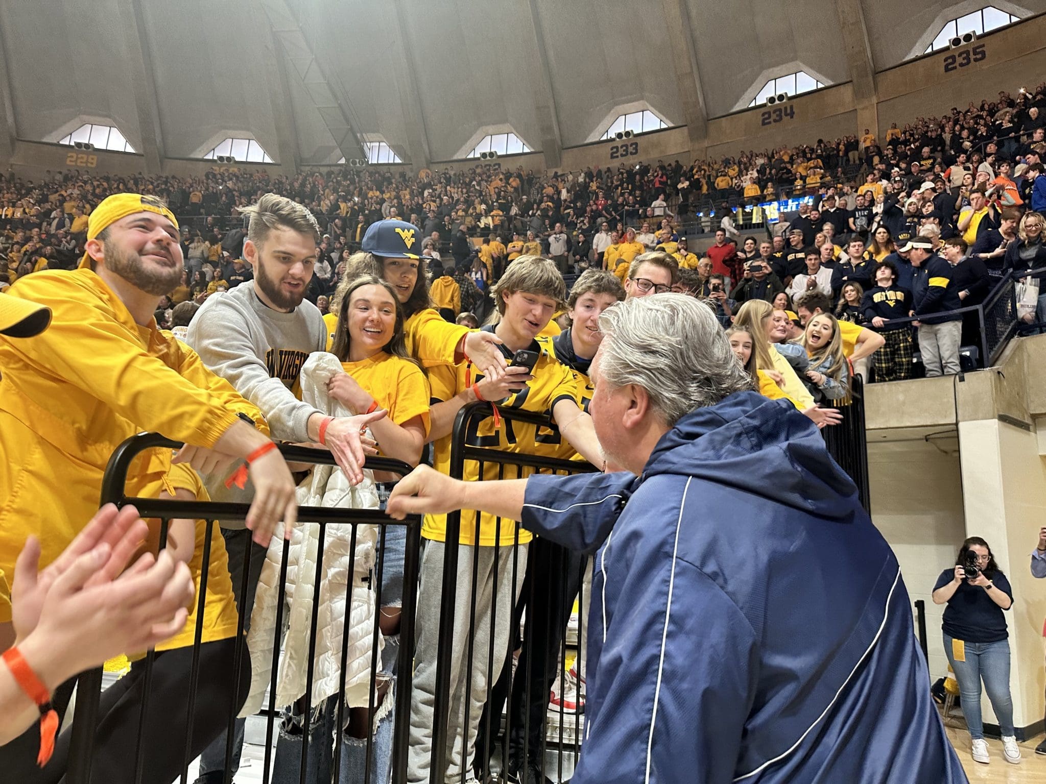 Bob Huggins with WVU fans
