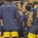 WVU Basketball Huddle led by Tucker DeVries