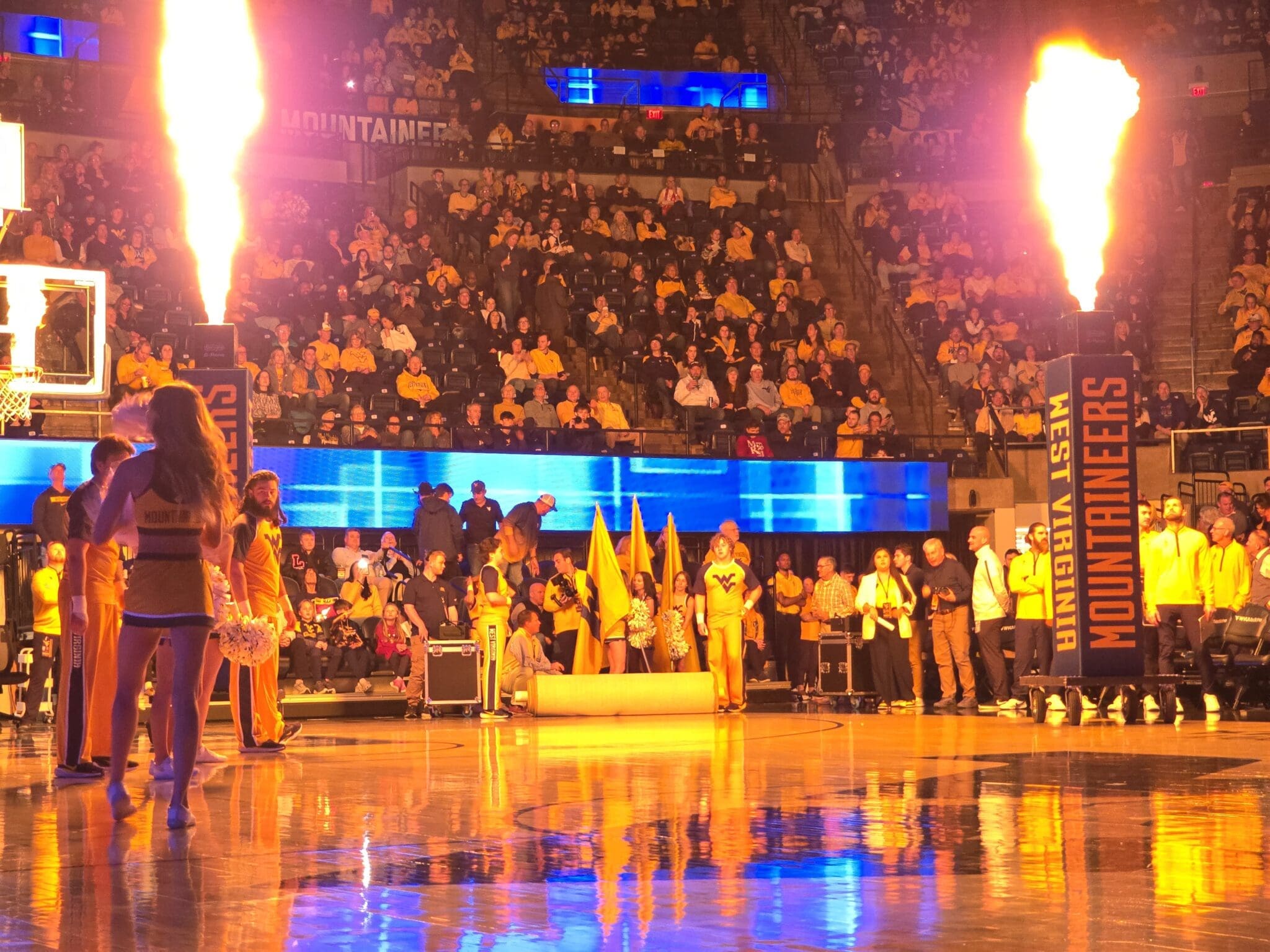 WVU Basketball intro at WVU Coliseum stock