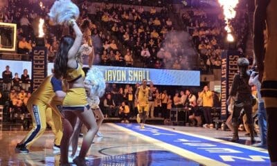 WVU Basketball intro with Javon Small at WVU Coliseum stock