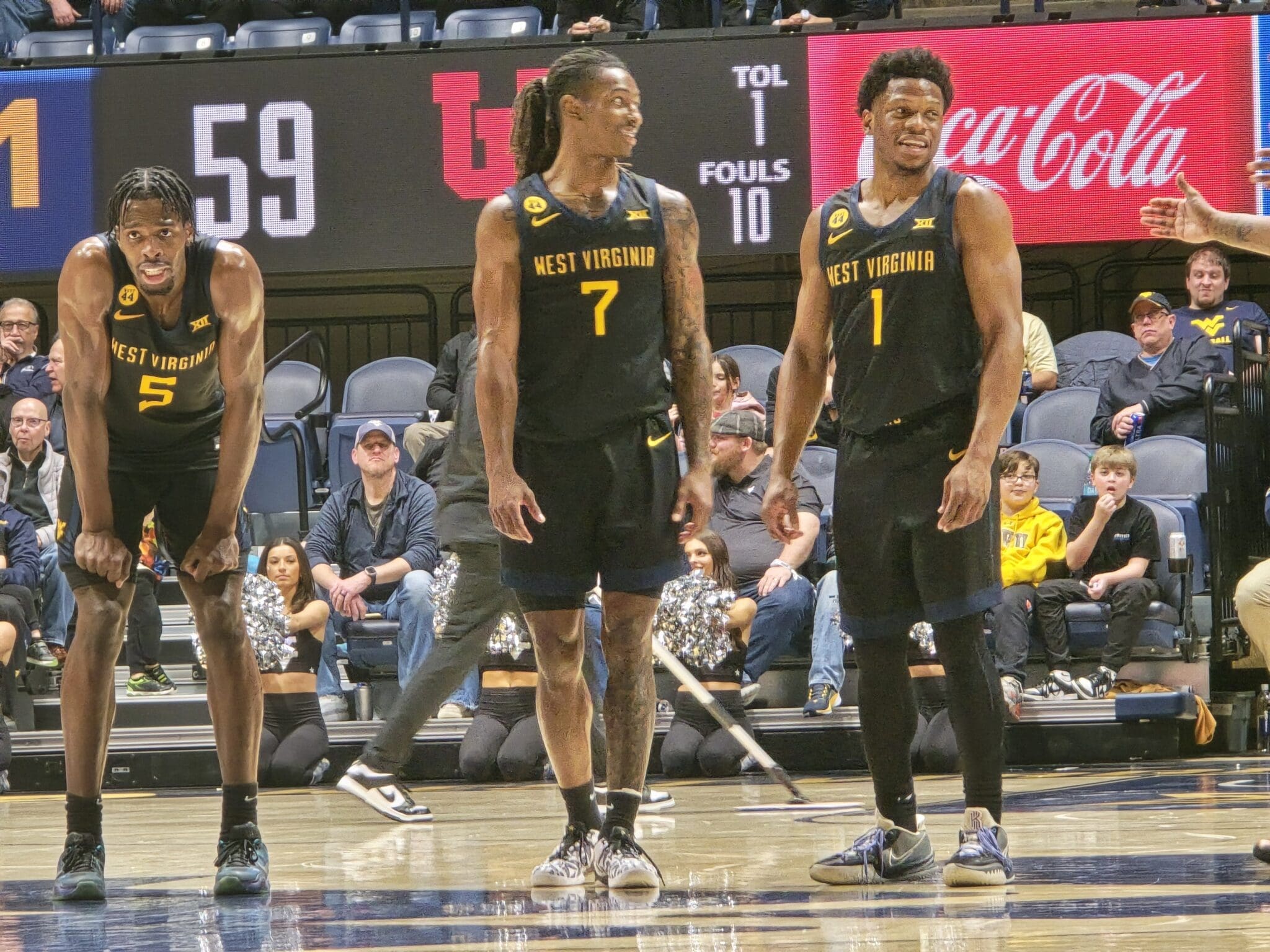 WVU Basketball team with Javon Small, Amani Hansberry, Joseph Yesufu