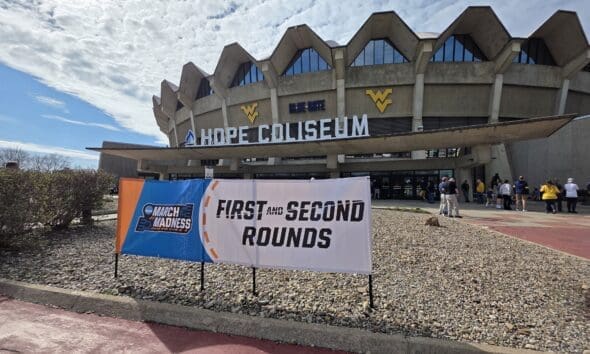 2026 Women's NCAA Tournament sign outside Hope Coliseum