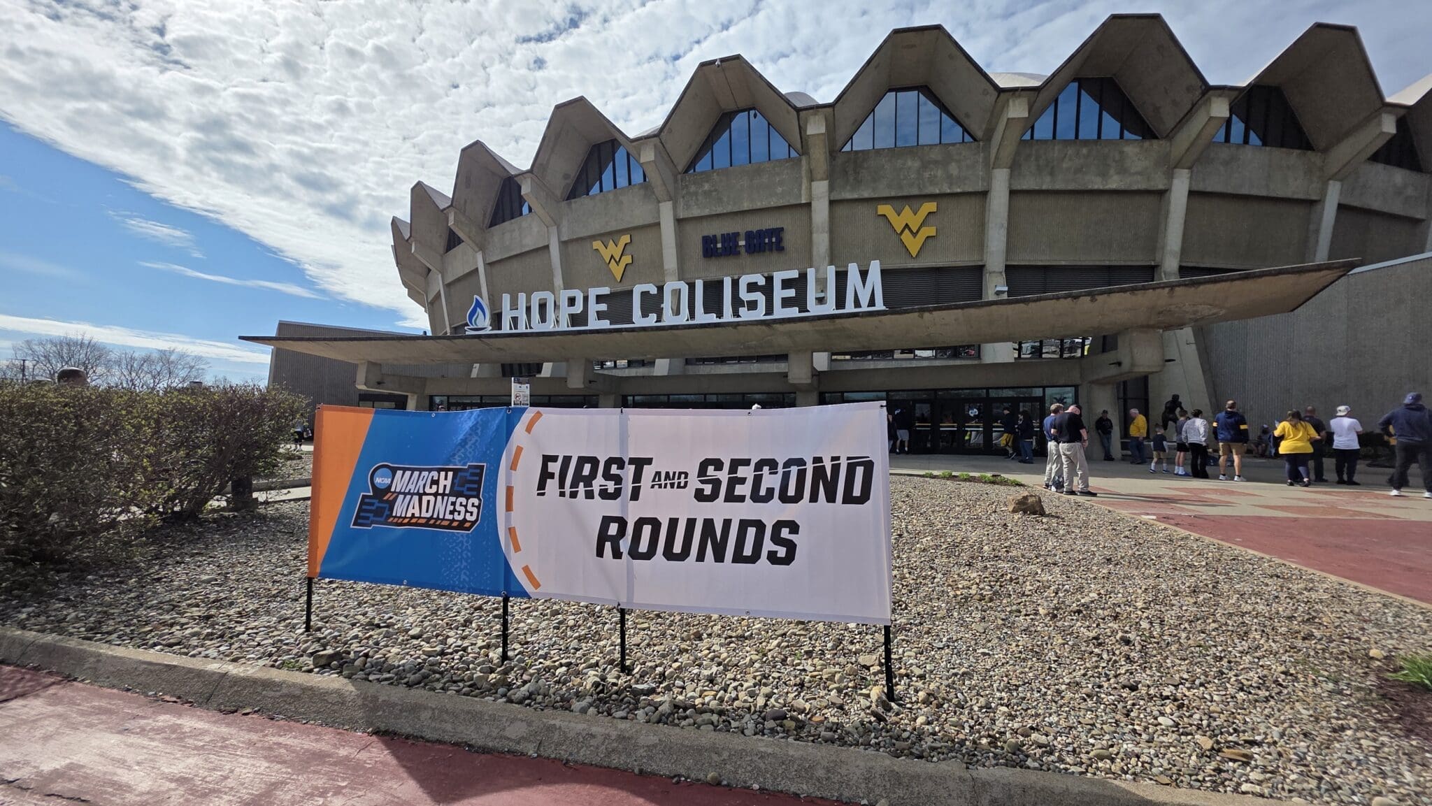 2026 Women's NCAA Tournament sign outside Hope Coliseum