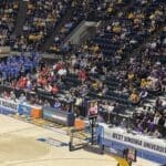Crowd at WVU hosting NCAA Tournament game