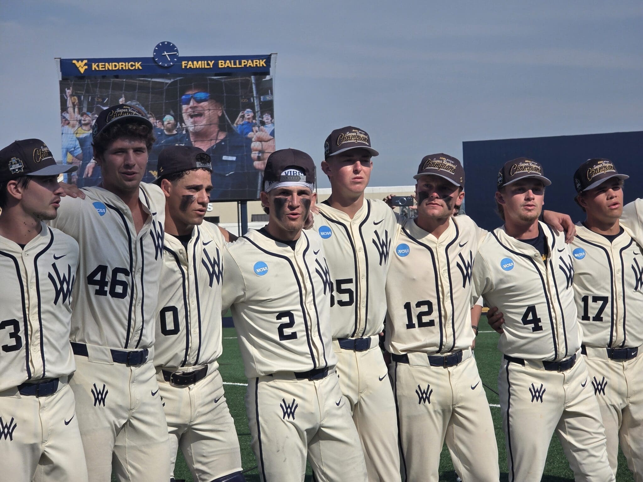 WVU Baseball celebrating Super Regional title