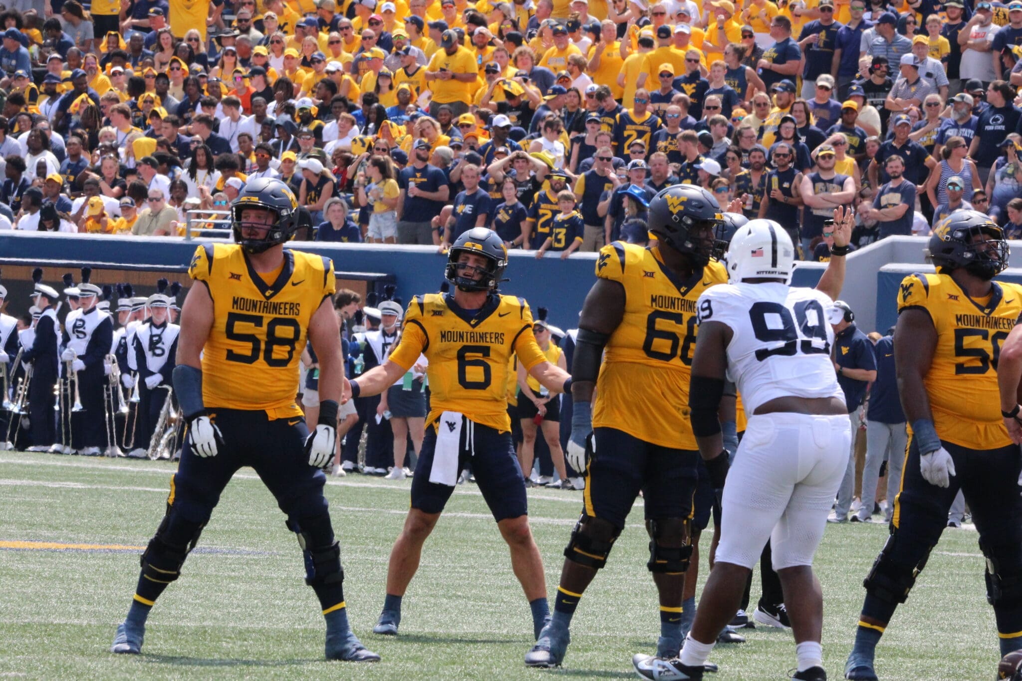 WVU Football QB Garrett Greene and OL Nick Malone against Penn State
