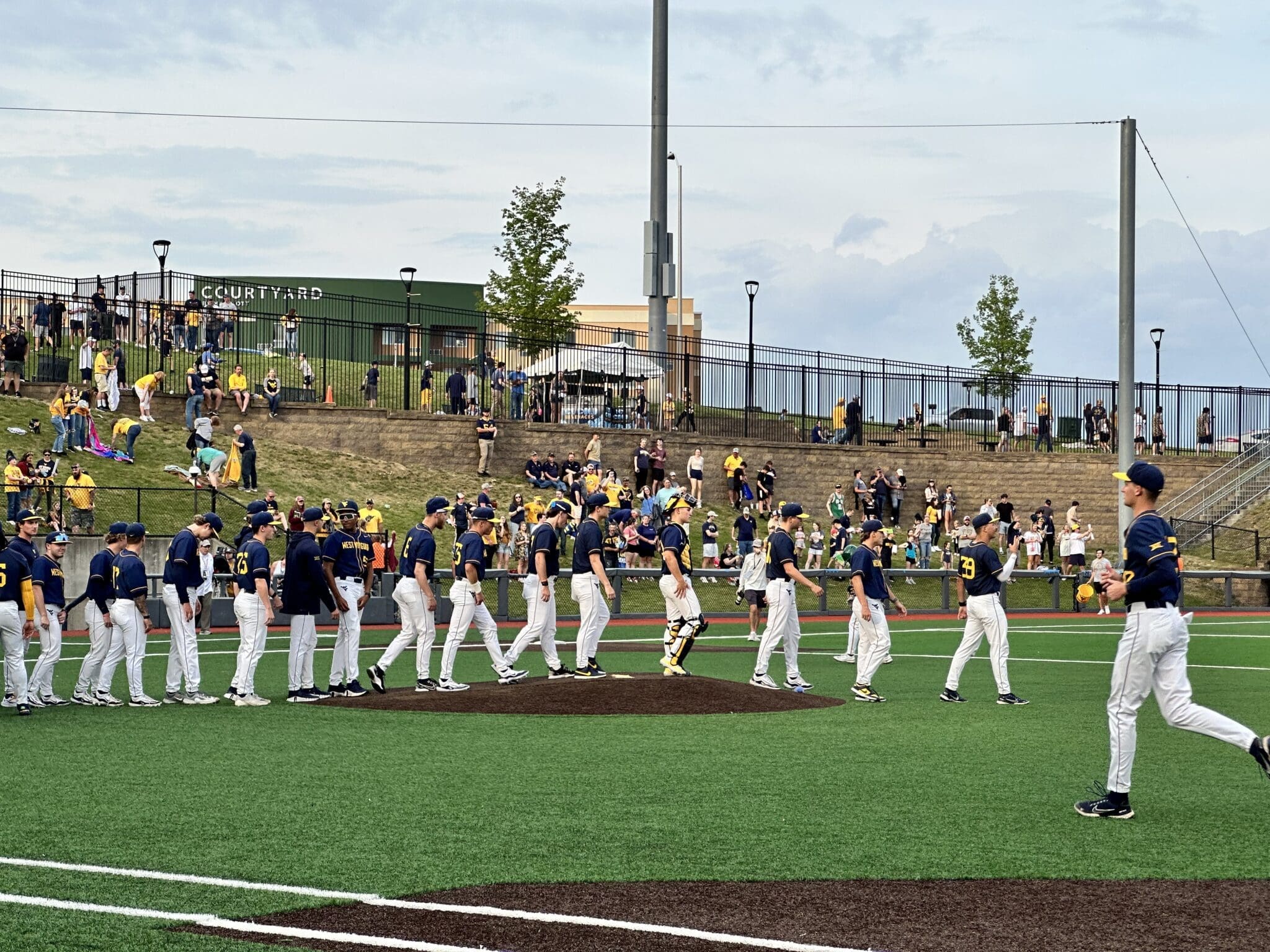 WVU Baseball celebrating win