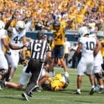 WVU Football Rodney Gallagher and T.J. Jackson on defense