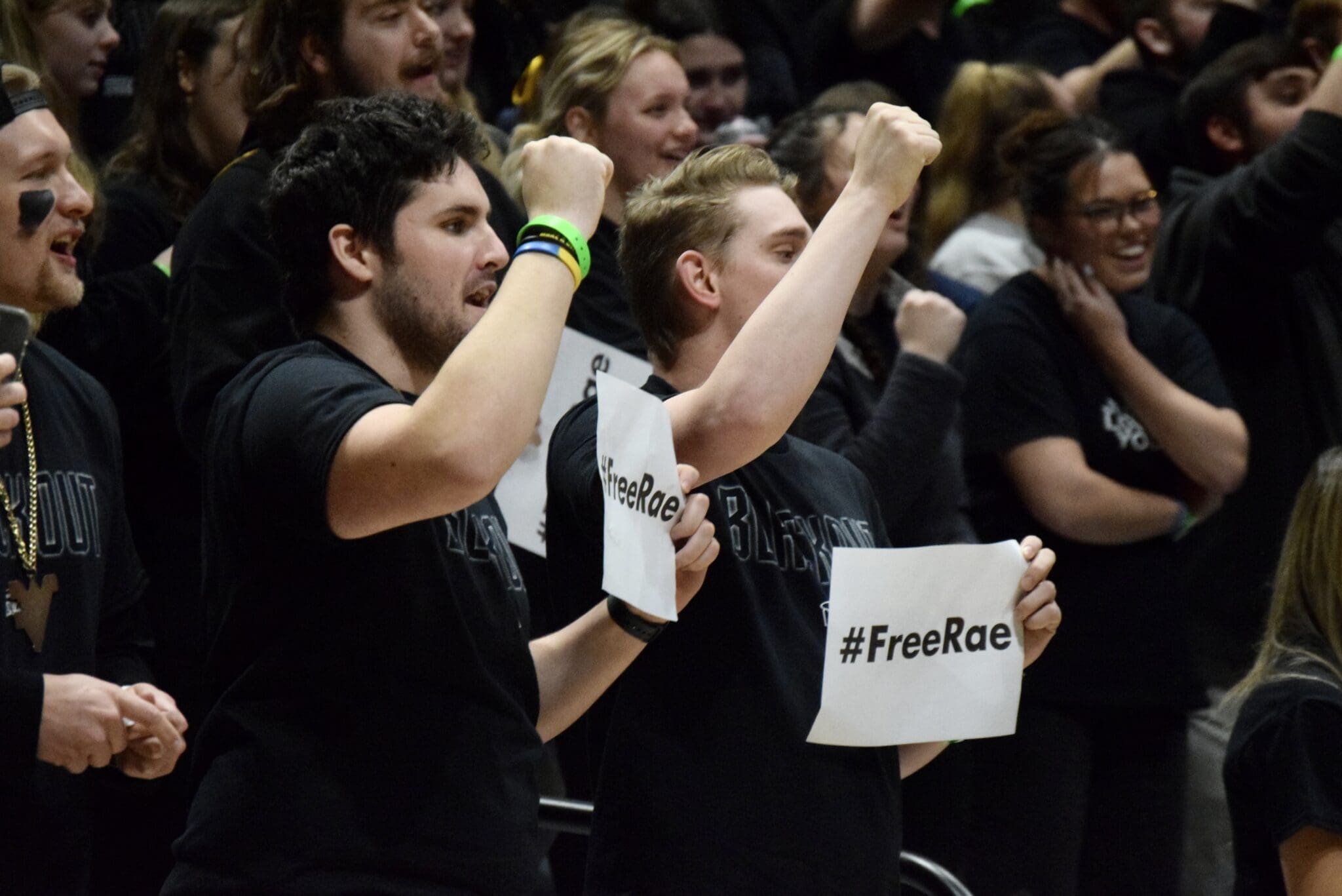 WVU Basketball #FreeRae signs