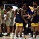 WVU Basketball huddle/Baylor Bears huddle