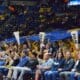 WVU Basketball fans in crowd stock