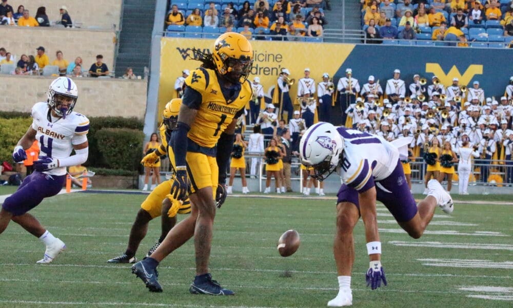 WVU DB Garnett Hollis against Albany