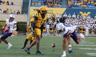 WVU DB Garnett Hollis against Albany