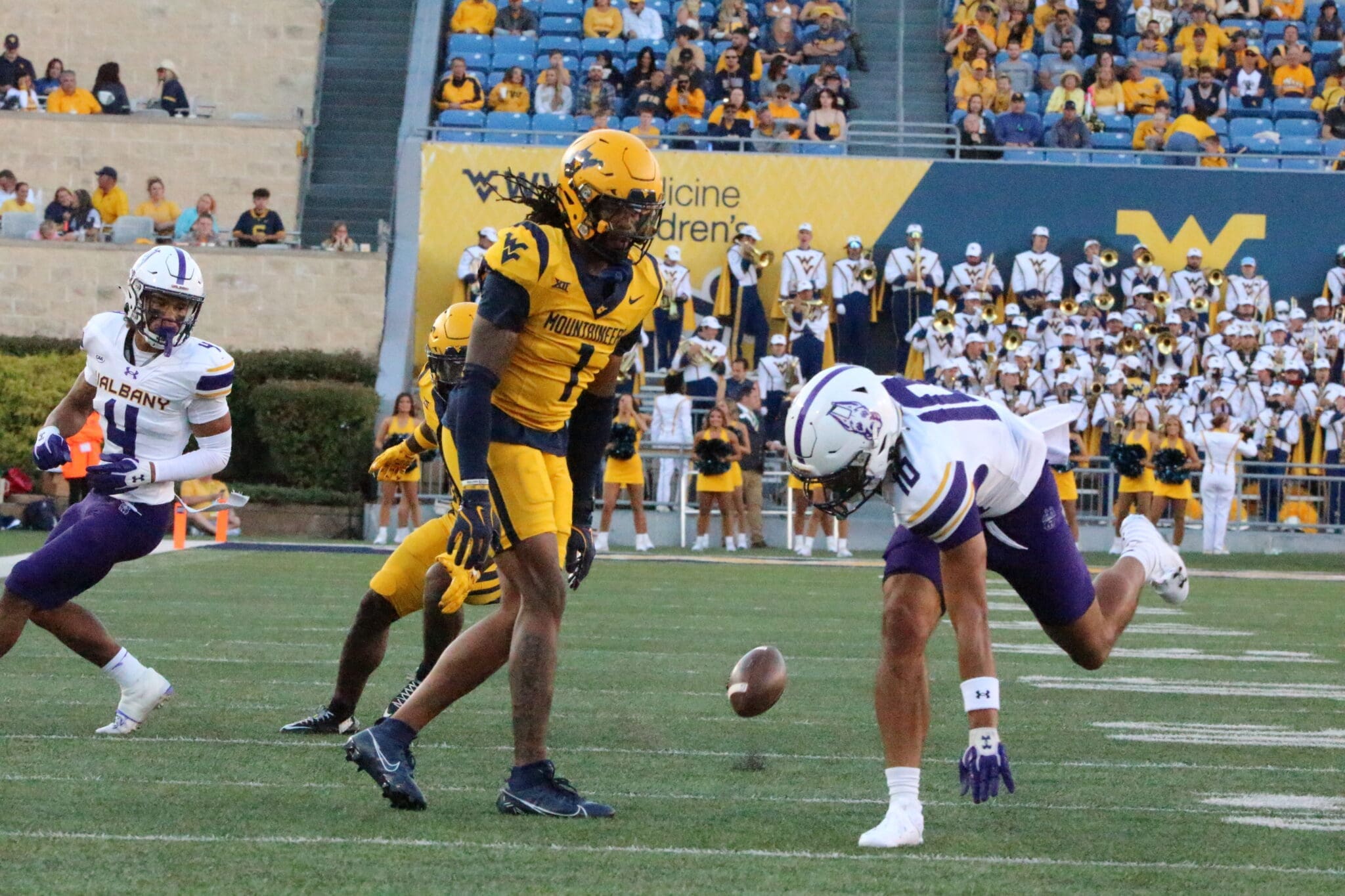 WVU DB Garnett Hollis against Albany