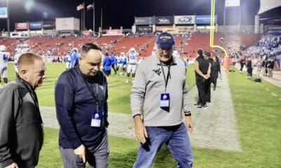WVU Football HC Rich Rodriguez with Michael Fragale and Mike Montoro