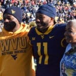 WVU Football Beanie Bishop on senior day