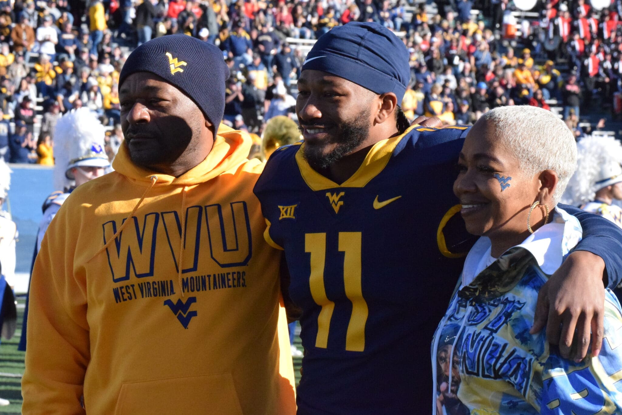 WVU Football Beanie Bishop on senior day