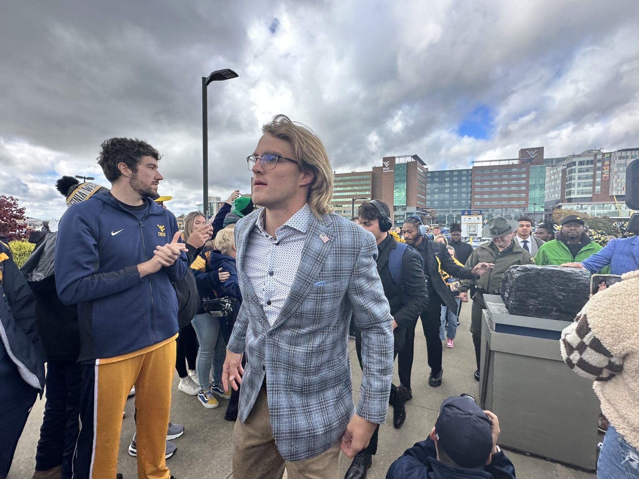 WVU Football QB Garrett Greene arriving to a game