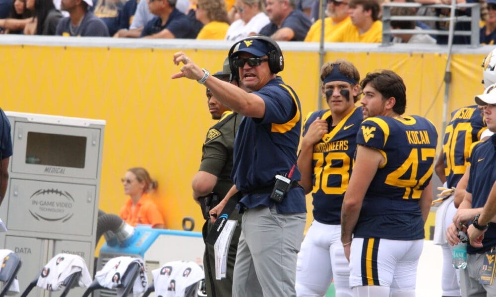 WVU Foootball Head Coach Neal Brown angry at refs