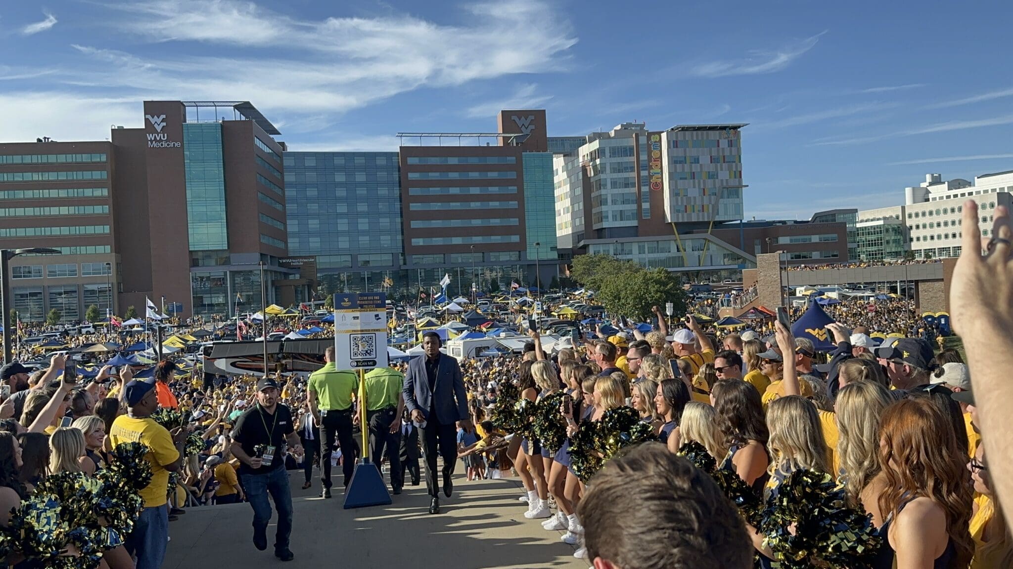 WVU Football arrives for Backyard Brawl