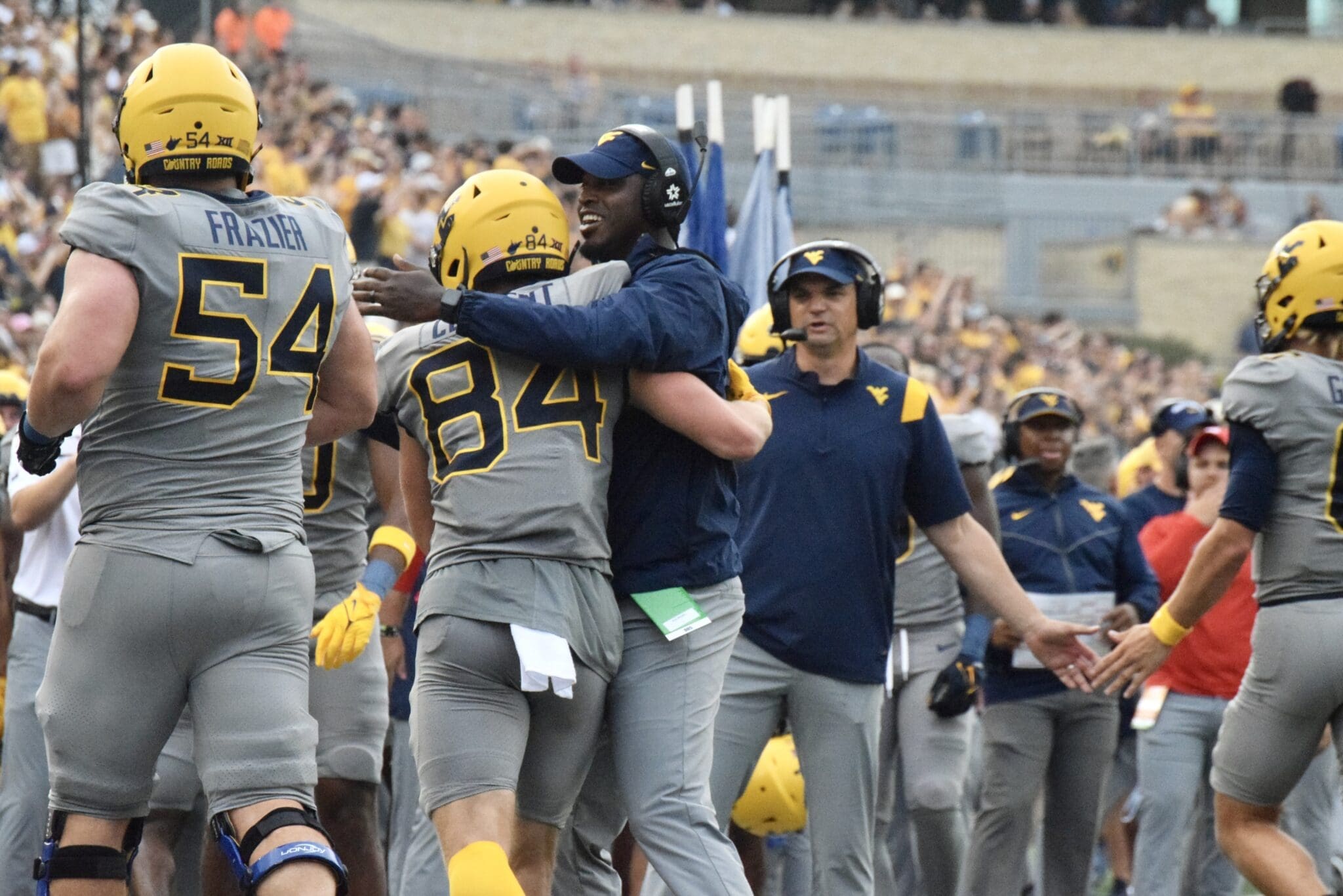 WVU Football Hudson Clement and Coach Bilal Marshall
