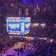 WVU Coliseum after WVU basketball win stock