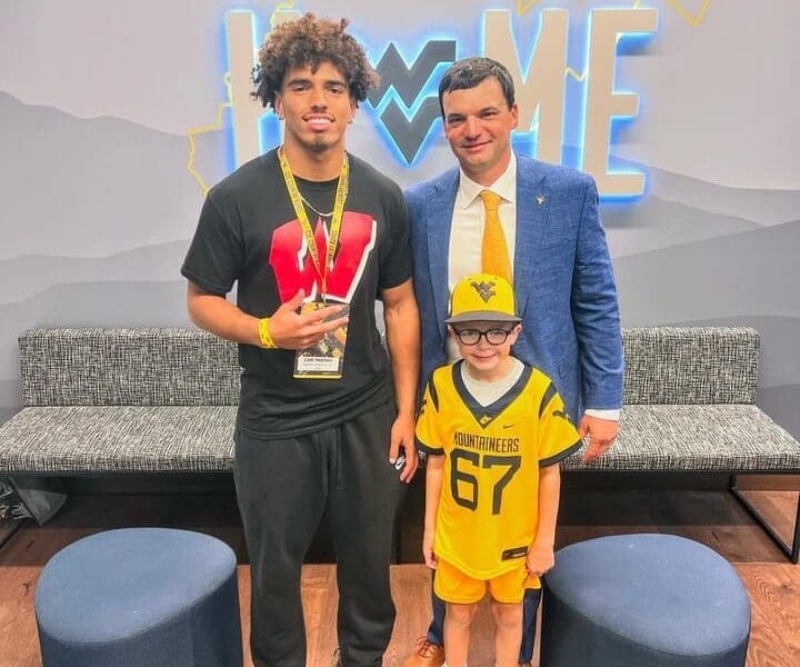 WVU Football LB recruit Cam Thomas with Neal Brown