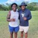 WVU Football DL recruit Christian Hudson and DL coach Andrew Jackson