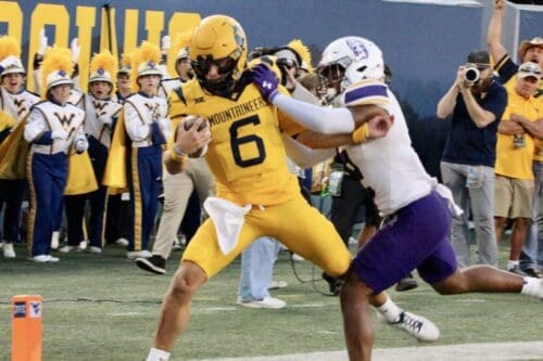 WVU Football QB Garrett Greene running TD against Albany