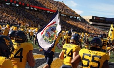 WVU football stock with flag