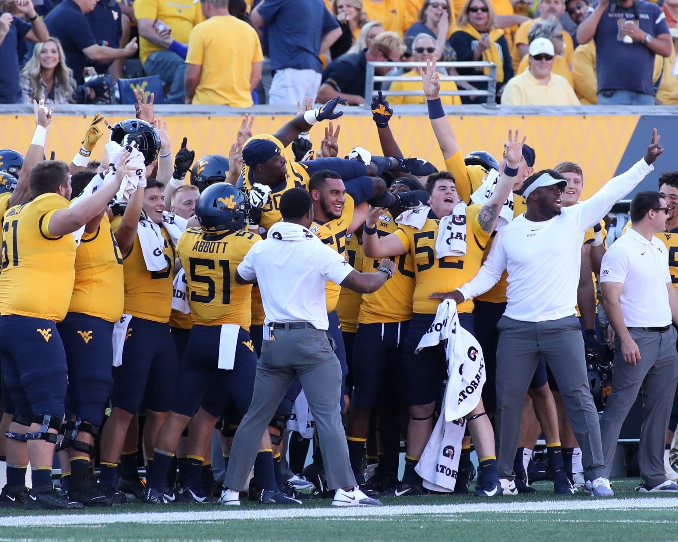 WVU football sideline stock