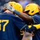 WVU Baseball players celebrating
