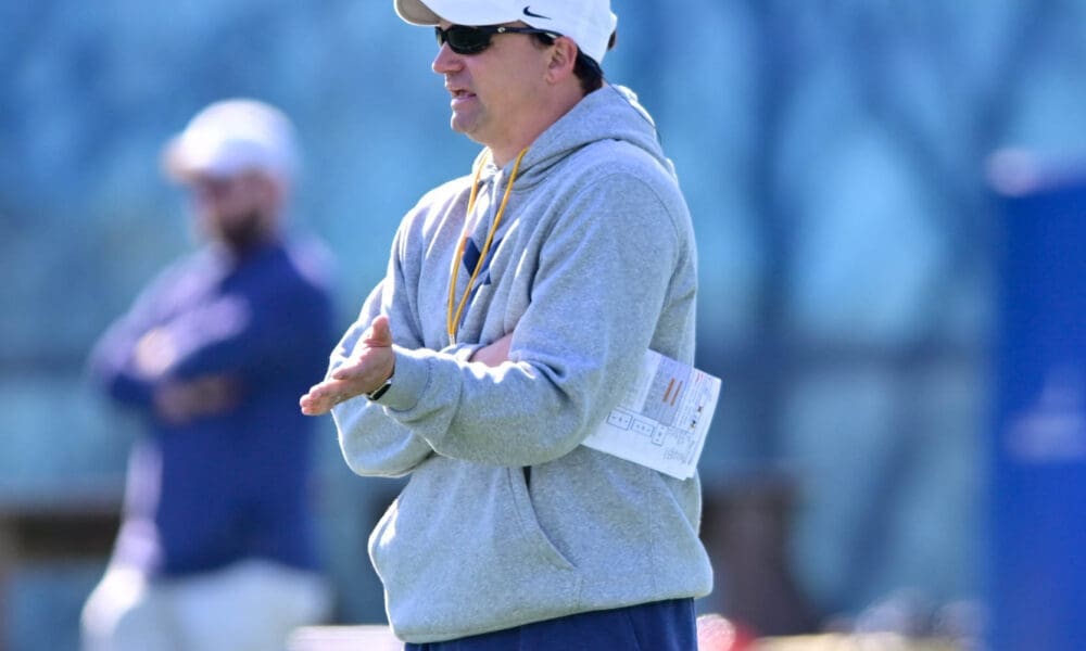 WVU Football HC Neal Brown at practice