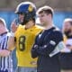 WVU Football QB Coach Tyler Allen with QB Nicco Marchiol