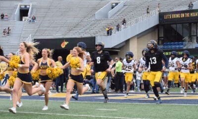 WVU Football Jaylen Henderson and Nicco Marchiol at spring showcase