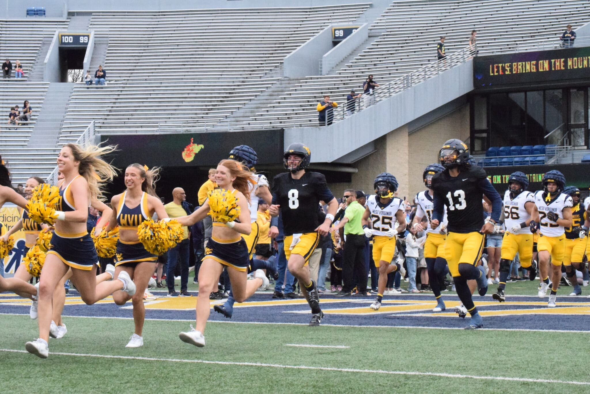 WVU Football Jaylen Henderson and Nicco Marchiol at spring showcase