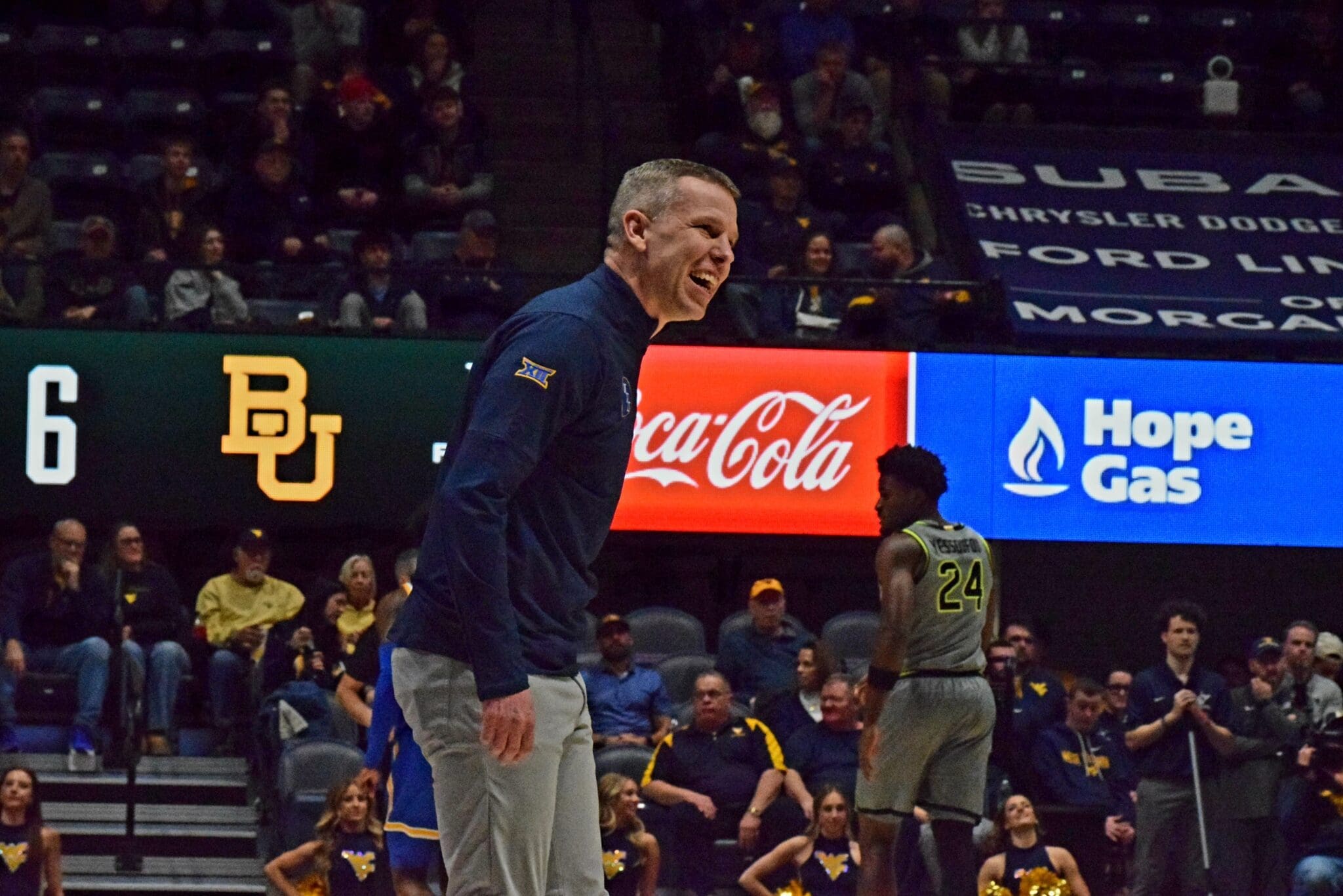 WVU Basketball HC Ross Hodge against Baylor