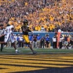 WVU Football RB Tye Edwards scores a touchdown against Pitt in Backyard Brawl