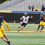 WVU Football QB Garrett Greene scrambling in Spring game
