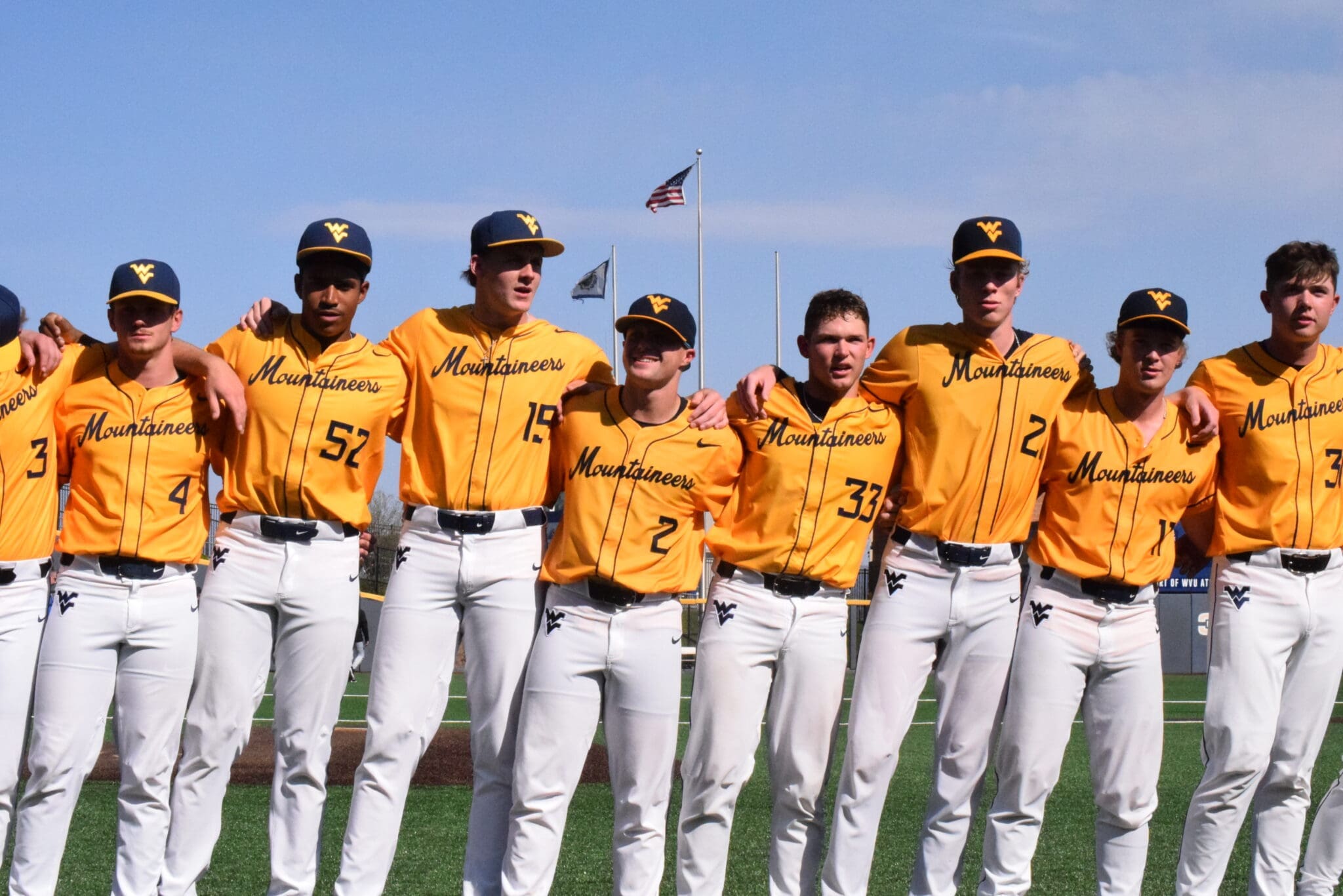 WVU Baseball celebrating after win