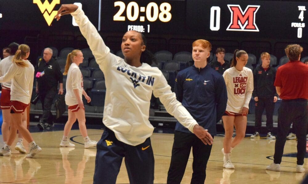 WVU Women's Basketball Jordan Harrison warmups