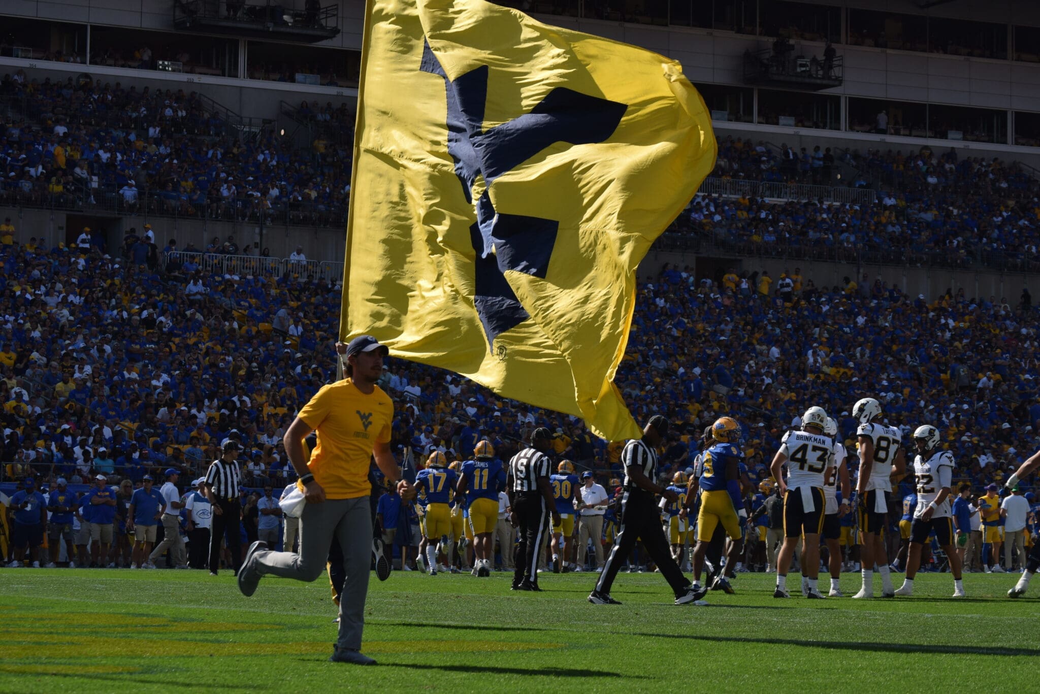 WVU flag stock at Pitt