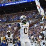 WVU Football WR Bryce Ford-Wheaton Flag at Pitt before Backyard Brawl