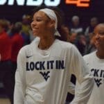 WVU Women's Basketball Guards Jordan Harrison and Gia Cooke