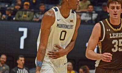 WVU Basketball Brenen Lorient against Lehigh