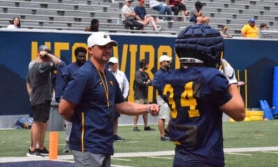 WVU Football HC Neal Brown at practice